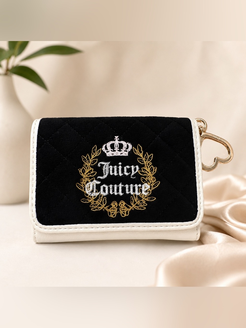 Juicy Couture Royal Crest Y2K-Style Velvet Quilted Wallet
